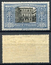 REGNO D'ITALIA 1923 MANZONI LIRE 1 AZZURRO E NERO MNH** CAT. 155