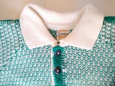 Pullover bambino vintage misto lana maniche raglan maglioncino 5/6 bianco verde