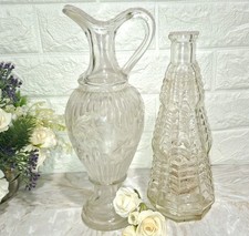 VINTAGE BOTTIGLIE VETRO LAVORATO  LIQUORE ROSOLIO H CM 29E 25