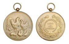 O696, Belgio, c1900 medaglia premio bronzo, Liegi Società pollame