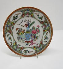 ? ANTICO PIATTO CINESE DIPINTO A MANO RIFINITURE ORO ZECCHINO EPOCA 900-098