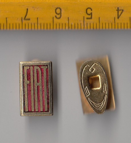 Vintage enamel fiat buttonhole - fiat,