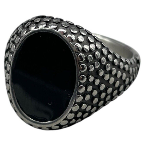 Anello pietra nera ovale - anello,