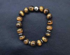 Bracciale Uomo in Pietra dura Naturale Occhio di Tigre Ematite argento 10mm