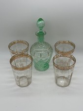 1930s green crystal bottle set