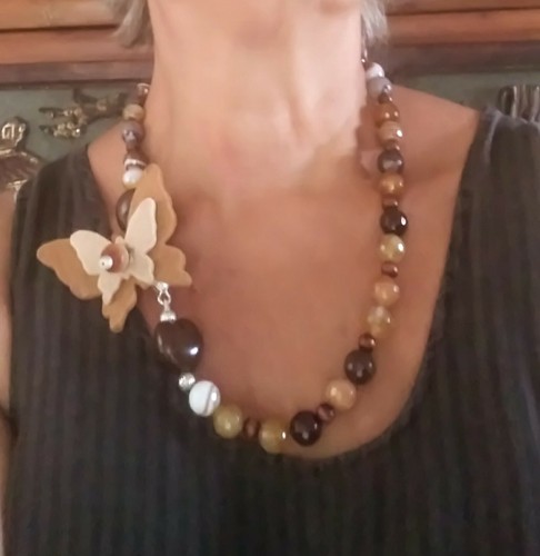 Collana marrone agata - collana,