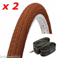 N°2 Copertone / Pneumatico Bici 26 x 1 3/8 Olanda - R Epoca MARRONE + N°2 Camere