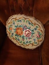 Antico Cuscino Ricamo A Mano piccolo punto  rose cm 57x45.