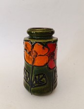 ♥ VASO IN CERAMICA WEST GERMANY VINTAGE SPACE AGE DESIGN FLOREALE ORANGE VERDE