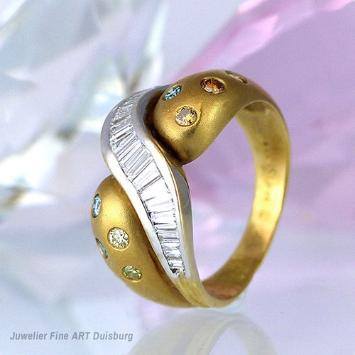 Anello 750 gelb bianco oro - anello,