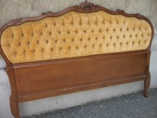 TESTATA LETTO NOCE CON STOFFA GIALLA CAPITONNE' - CIMASA SCOLPITA - EMILIA 1970