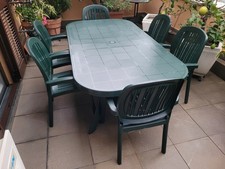 Tavolo allungabile con sei sedie da esterno in resina verde Nardi, Italia