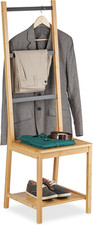 Servomuto Con Ripiano, in Bambù, 133X40X42 Cm, Sedia Appendiabiti Da Camera, Por