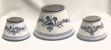3 Piece Linen N Things Candle Jar Blue Design Lamp Shades Set