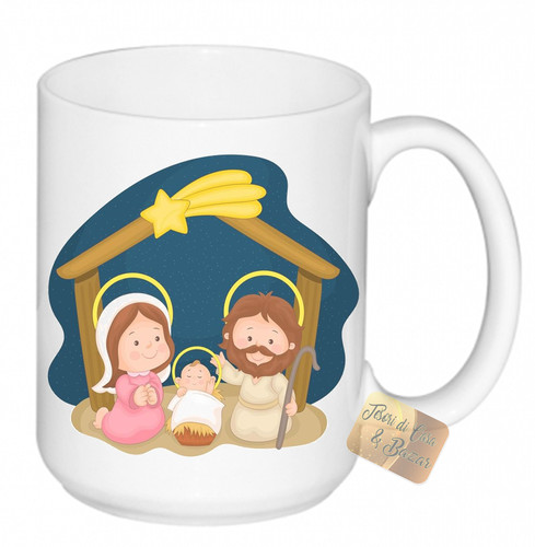 Tazza latte natale con presepe - con,