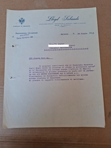 Documento emigrazione - documento,
