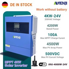 ANENJI 4200W 24V Inverter Solare Ibrido Off-Grid 100A MPPT 500V Supporto Wi-Fi