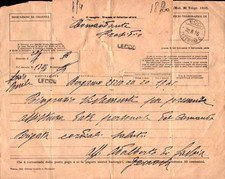 1935 TELEGRAMMA CON MESSAGGIO