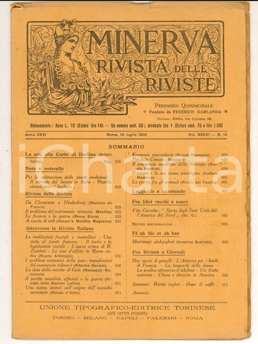 1916 minerva rivista delle - rivista,