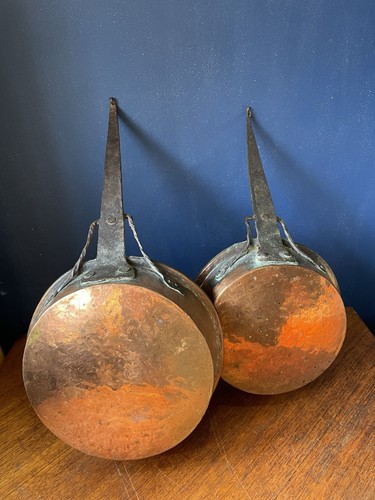 Pair antique copper saute - x2,