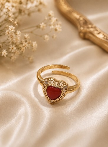 Anello cuore corallo rosso