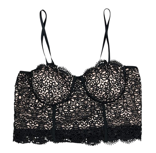 Crop top iris nero - crop, pizzo