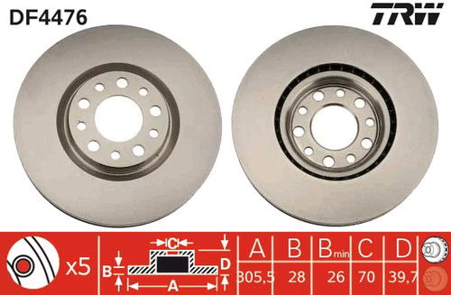 Set freni disco trw df4476 - disco,