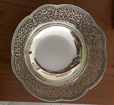 Cestino alzatina ciotola cesellata in argento 800 nuova