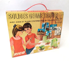 ♥ SOLIDI GEOMETRICI RICO IN PLEXIGLASS VINTAGE CON SCATOLA DIDATTICA SCUOLA