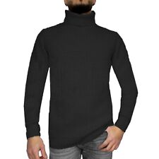 Maglione Pullover uomo Invernale nero dolcevita regular collo alto Tinta unita