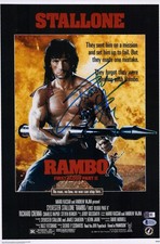 Sylvester Stallone Rambo First Blood Part II Locandina Film Firmata 12x18 - Beckett