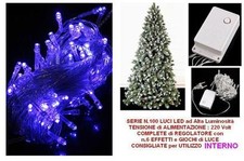 SERIE 300 LUCI LED BLU' con CONTROLLER da INTERNO con CAVO VERDE ALBERO NATALE