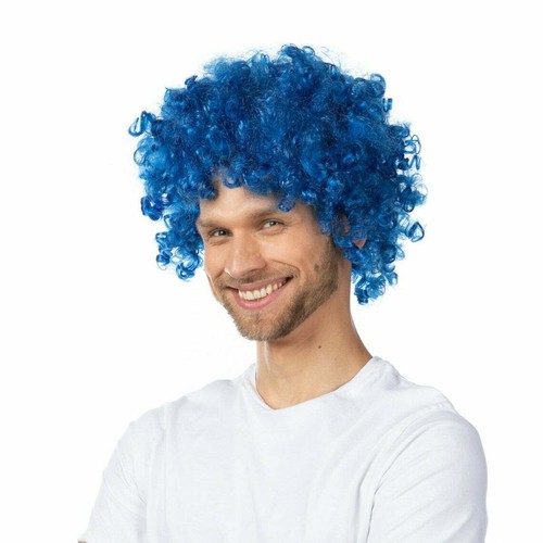 Parrucca blu riccia afro abito