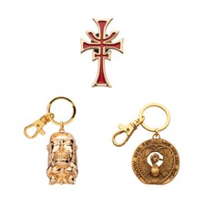 Set Indiana Jones Quadrante del Destino, Talismano e Portachiavi Idolo 3D, Spilla della Confraternita