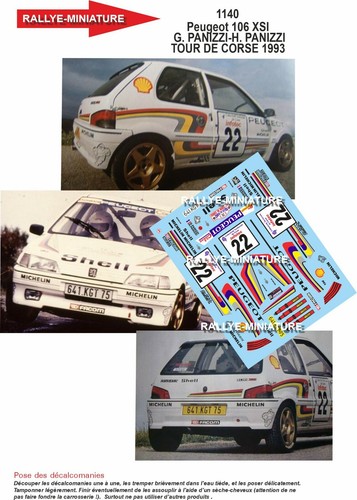 Decals ref 1140 peugeot - 1/18,