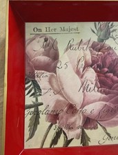 Vassoio In Legno Decorato Shabby Brandani Rosso Ed Oro 