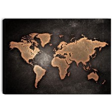 Quadro Mappamondo Vintage Astratto Stampa su Tela da Soggiorno Ufficio - Mondo 4