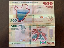Billet de banque banknote money BURUNDI 500 FRANCS 2018 NEUF UNC NEW