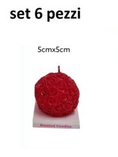 x Set 6 Pezzi Candela Sferica Sfera Rossa Con Roselline Lumino Decorazione bal