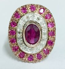 anello Stile antico In Oro9kt Argento925 Con Diamanti Naturali E Rubini