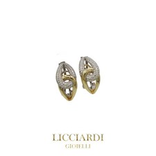 Orecchini donna nodo pendenti oro bicolore 18kt e zirconi