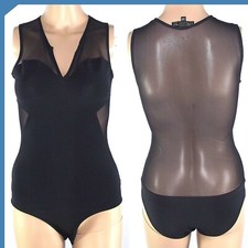 Bershka Dressy Maglia Donna 40 Eu36 S Small Body Top Nero Senza Maniche Velato