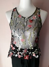 Top maglietta donna blusa maglia  rete tulle 