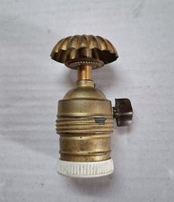 Porta lampada in ceramica e ottone E 27 Vintage con Interrutore 