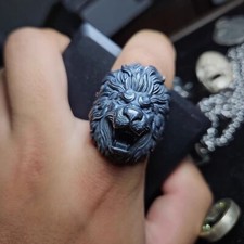 Anello testa di leone argento
