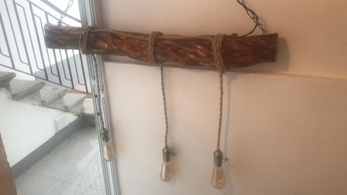 Lampadario vintage vero legno - vintage,