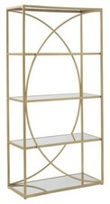 Libreria Stile Glamour 90x38x180 Oro Con Ripiani A Specchio Glamy