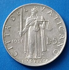 ?? CITTA' DEL VATICANO ?? MONETA COIN 5 LIRE 1951 PAPA PIO XII PIUS XII