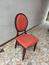 Sedie antiche eleganti in legno scuro, rivestite in velluto rosso (ritelabili)
