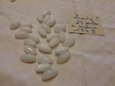 25 grosses perles agate quartz ??? blanc blanche ancienne reflet opalin
